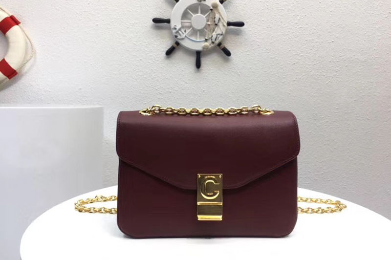 Replica Celine Classic Box Shoulder Bag Calf Leather 8013 Wine