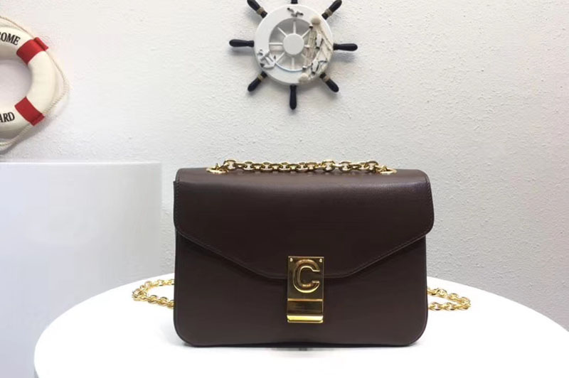 Replica Celine Classic Box Shoulder Bag Calf Leather 8013 Brown