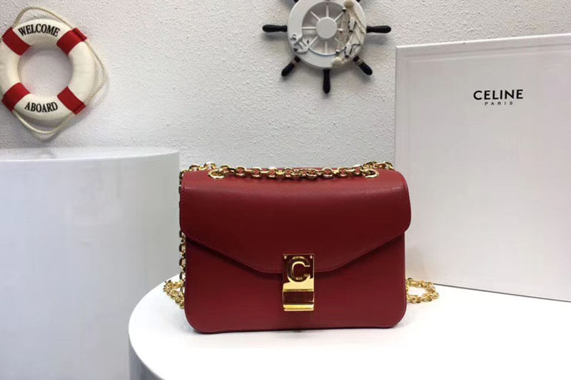 Replica Celine Classic Box Shoulder Bag Calf Leather 8013 Red