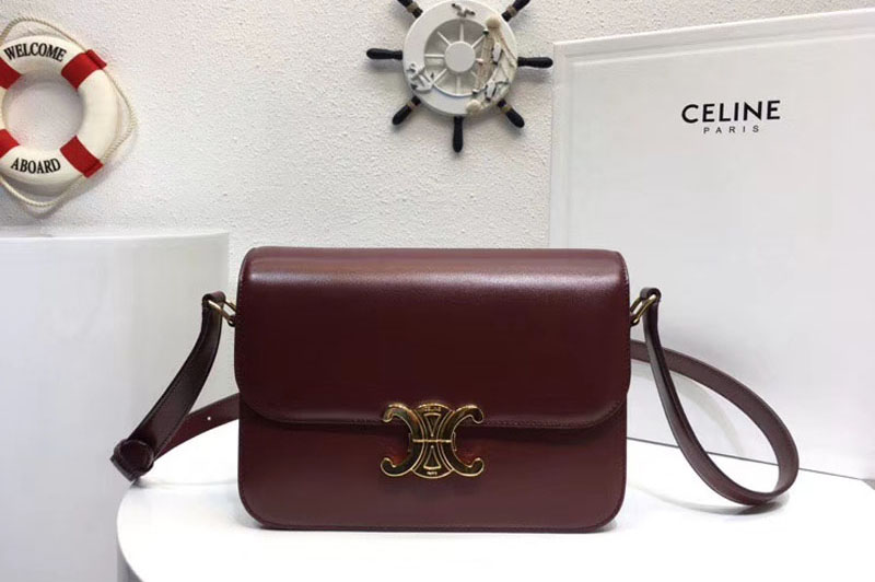 Replica Celine Medium Triomphe Bags Wine Shiny Calfskin