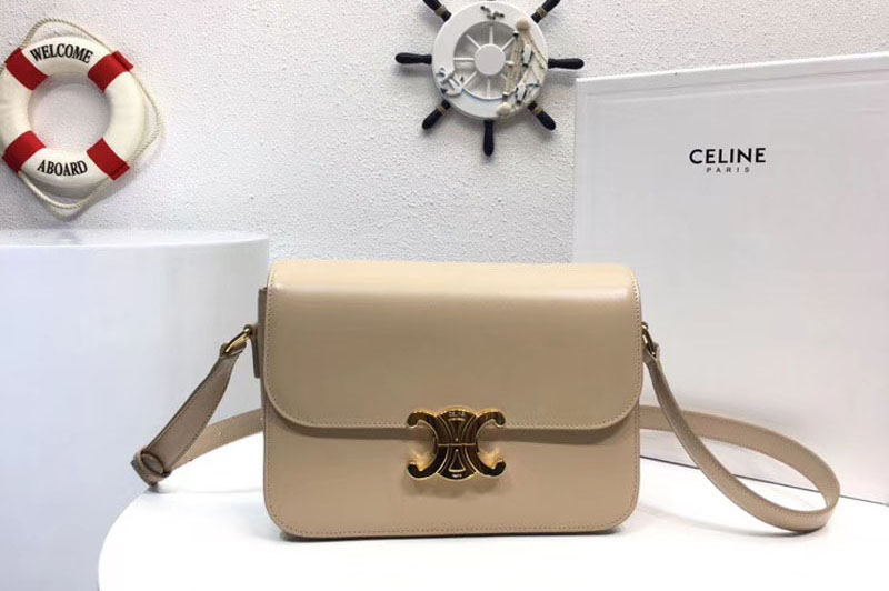 Replica Celine Medium Triomphe Bags Apricot Shiny Calfskin