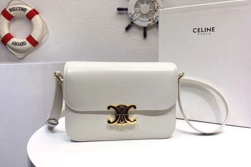 Replica Celine Medium Triomphe Bags White Shiny Calfskin