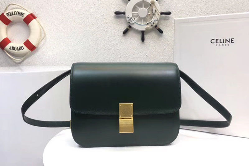 Replica Celine Classic Box Small Flap Bag Calf Leather Green