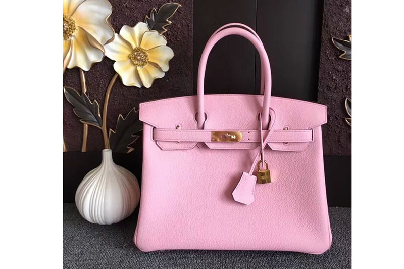 Replica Hermes Birkin 30 Tote Bags Original Togo Leather Handstitched Pink