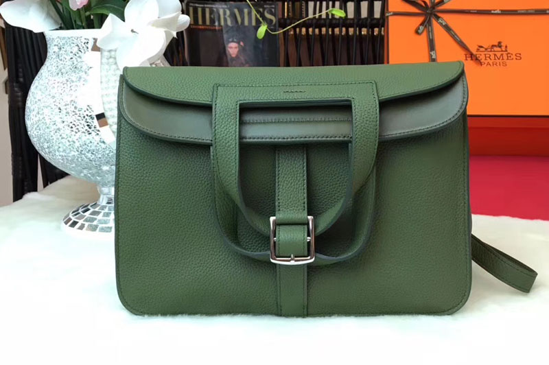 Replica Hermes Halzan 31 Bags Original Taurillon Leather Jasper