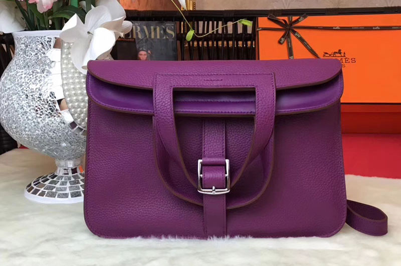 Replica Hermes Halzan 31 Bags Original Taurillon Leather Purple