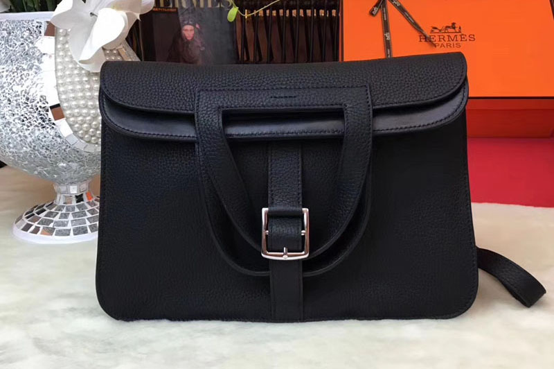 Replica Hermes Halzan 31 Bags Original Taurillon Leather Black