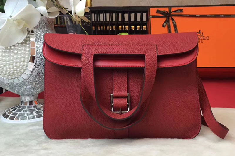 Replica Hermes Halzan 31 Bags Original Taurillon Leather Red