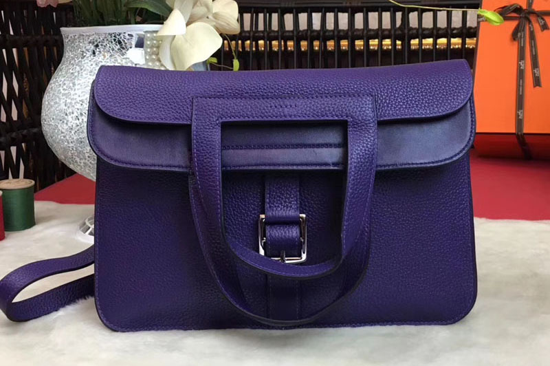 Replica Hermes Halzan 31 Bags Original Taurillon Leather Purple