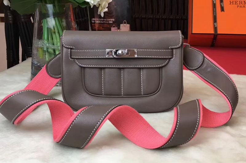 Replica Hermes Berline 20cm Original Swift Leather Bags Elephant grey