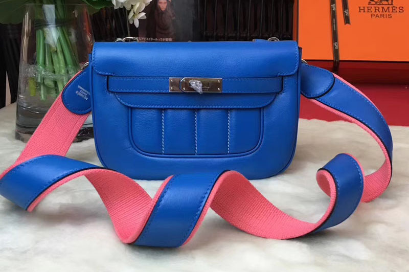 Replica Hermes Berline 20cm Original Swift Leather Bags Blue