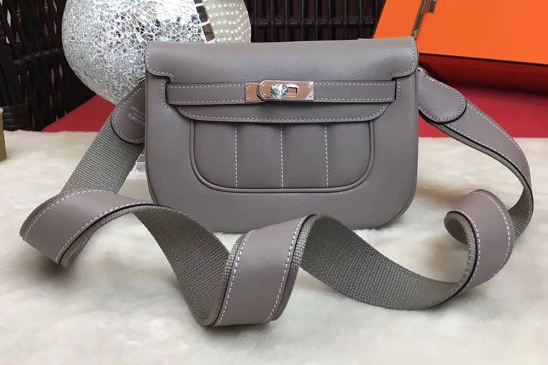 Replica Hermes Berline 20cm Original Swift Leather Bags Grey