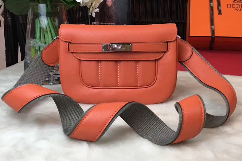 Replica Hermes Berline 20cm Original Swift Leather Bags Orange