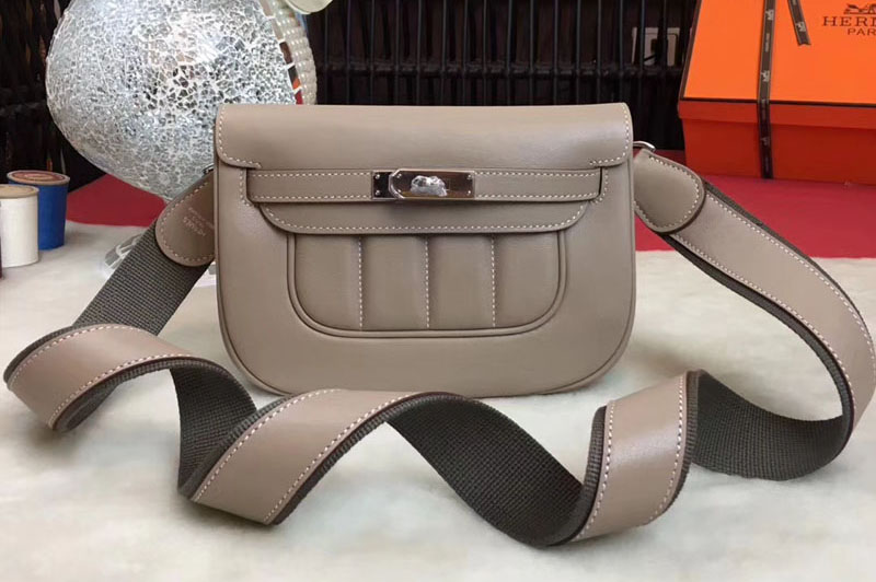 Replica Hermes Berline Original Swift Leather Bags Light Grey