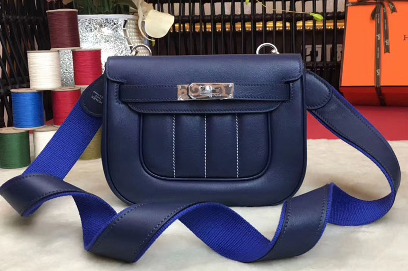 Replica Hermes Berline 20cm Original Swift Leather Bags Dark Blue