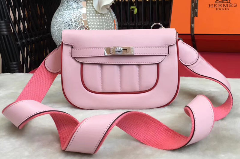 Replica Hermes Berline 20cm Original Swift Leather Bags Pink/Red