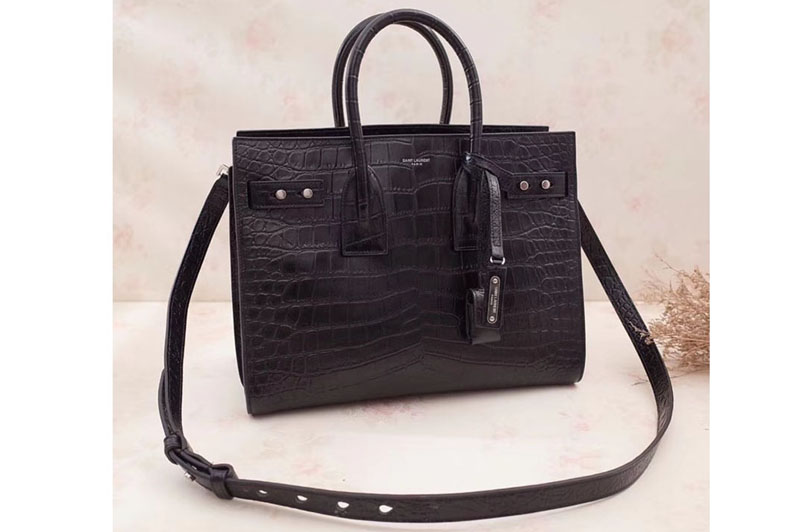 Replica Saint Laurent Sac De Jour Souple Bag Black Crocodile Leather 464960