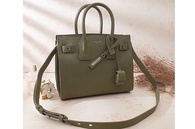 Replica Saint Laurent Medium Sac De Jour Souple Bag Grained Leather 477477 Green