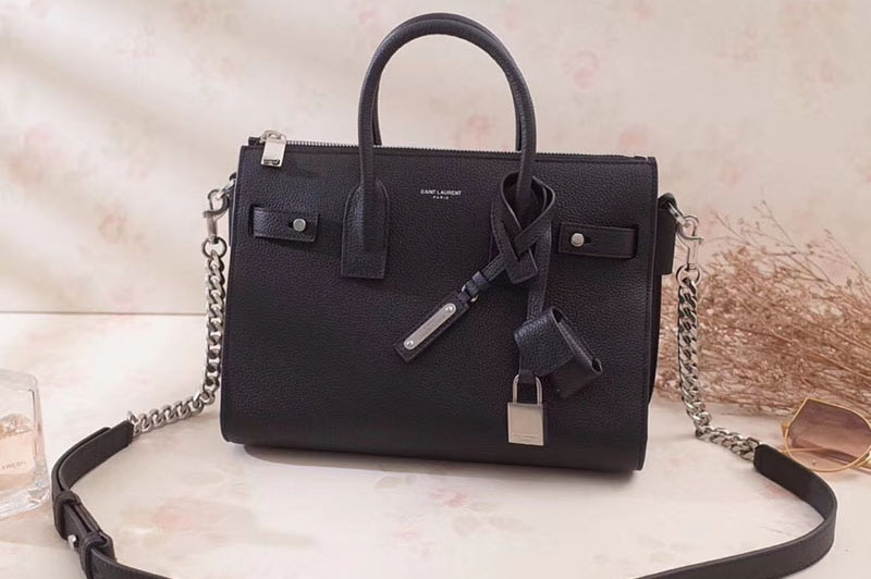 Replica Saint Laurent Sac De Jour Souple Duffle Bag Grained Leather 491715 Black