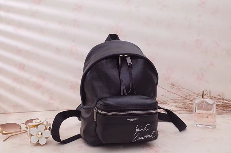 Replica Saint Laurent Mini Toy City Embroidered Backpack in Lambskin 505031 Black