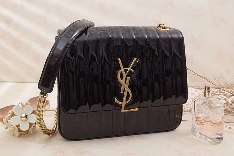 Replica Saint Laurent Large Vicky Bag in Patent Leather 532595 Black