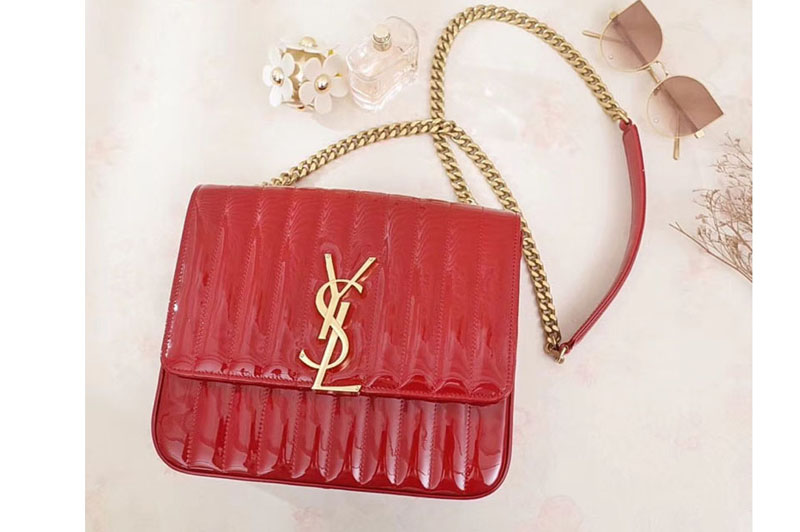 Replica Saint Laurent Large Vicky Bag in Patent Leather 532595 Red