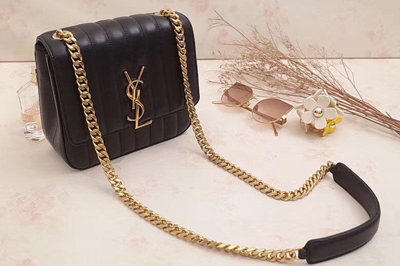 Replica Saint Laurent Medium Vicky Chain Bag Original Leather 532612 Black