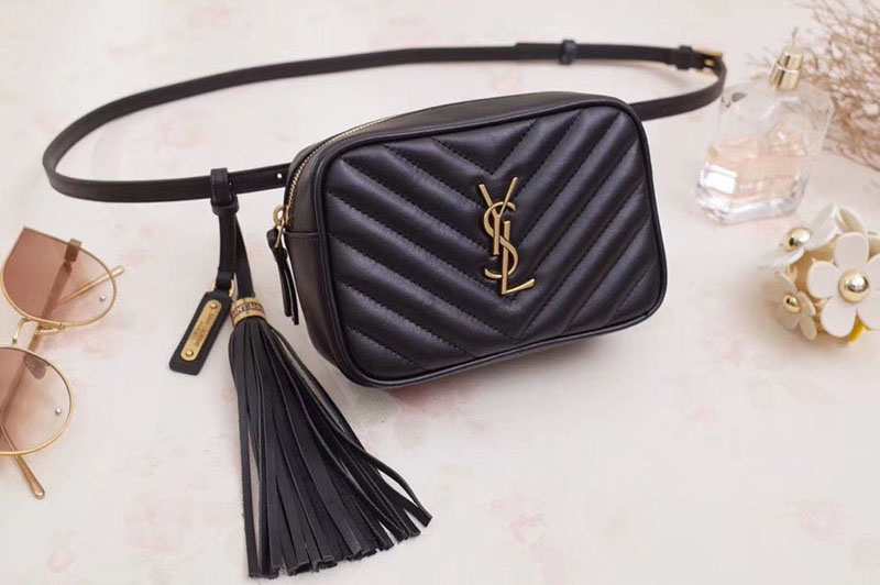 Replica Saint Laurent Lou Belt Bag in Quilted Black Leather 534817