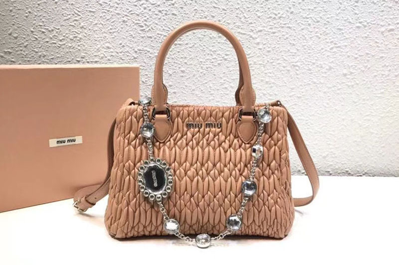 Replica Miu Miu Cloquet Nappa Leather Tote Bag 5BA067 Apricot