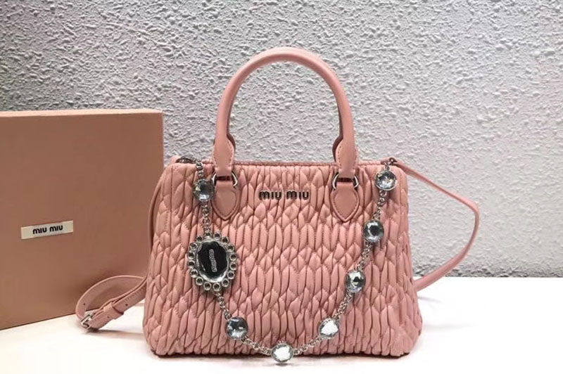 Replica Miu Miu Cloquet Nappa Leather Tote Bag 5BA067 Light Pink