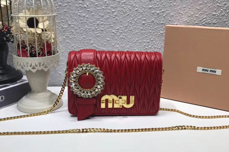 Replica Miu Miu Matelasse Nappa Leather Tote Bag 5BF068 Red