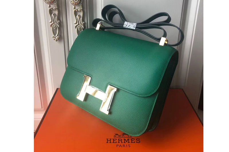 Replica Hermes Constance 24cm Bag Original Epsom Leather Gold Green