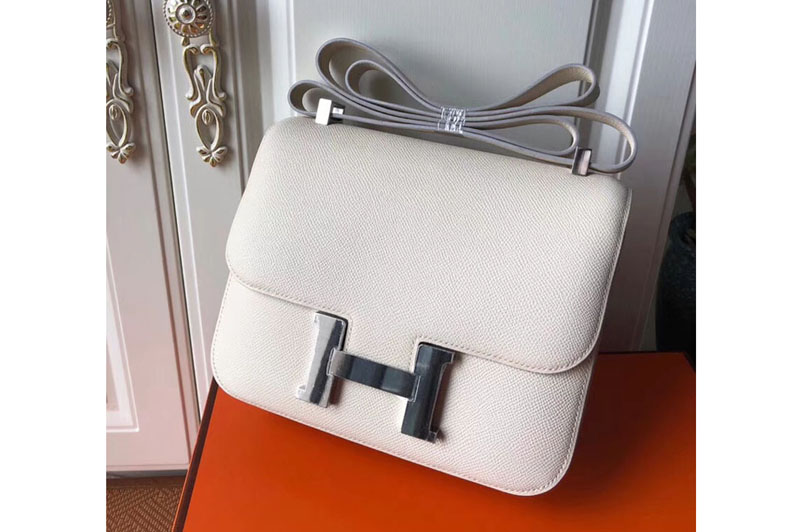 Replica Hermes Constance 24cm Bag Original Epsom Leather Silver Craie