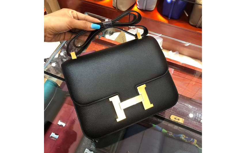 Replica Hermes Constance 24cm Bag Original Epsom Leather Gold Black