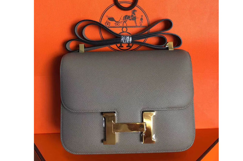 Replica Hermes Constance 24cm Bag Original Epsom Leather Gold Gray