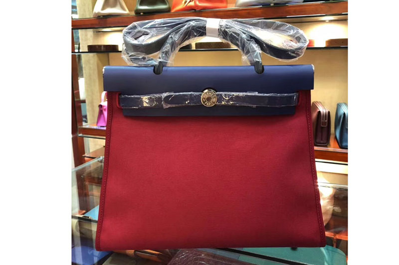 Replica Hermes Herbag 31cm Red Canvas Bag