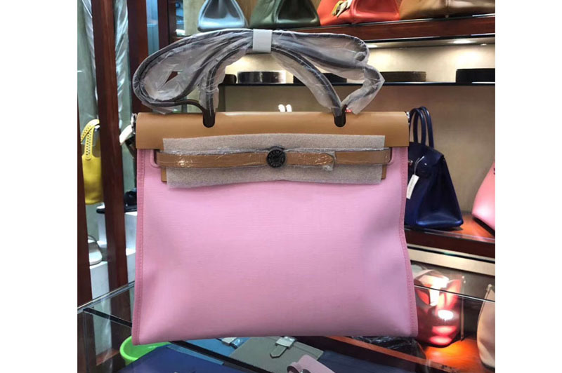 Replica Hermes Herbag 31cm Pink Canvas Bag