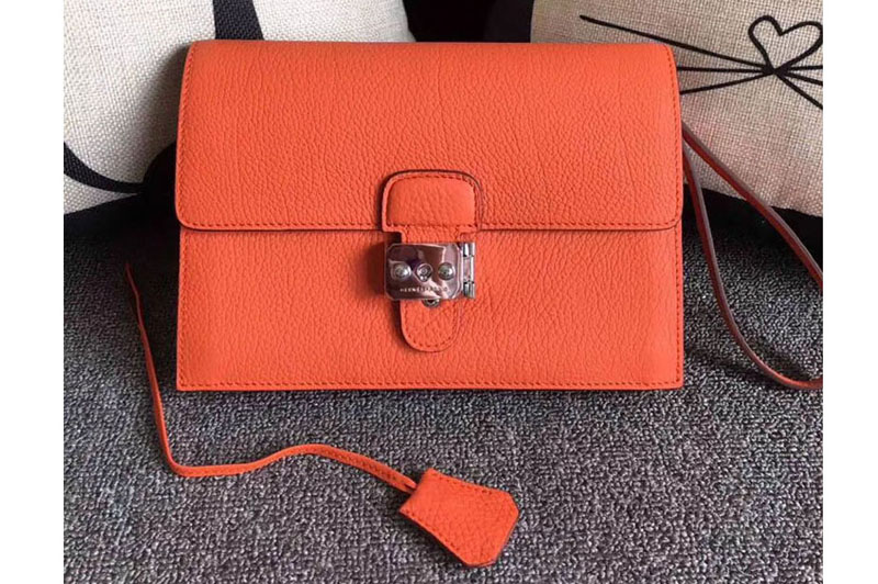 Replica Mens Hermes 24cm Clutch Bag Original Swift Leather Orange