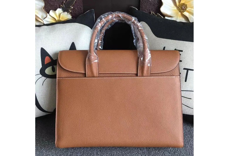 Replica Mens Hermes 38cm Messenger Bags Original Togo Leather Tan