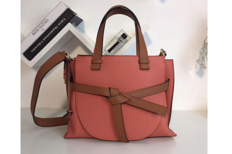 Replica Loewe Gate Top Handle Small Bags Original Leather Pink Tulip/Tan