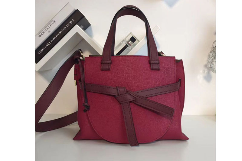 Replica Loewe Gate Top Handle Small Bags Original Leather Raspberry/Wine