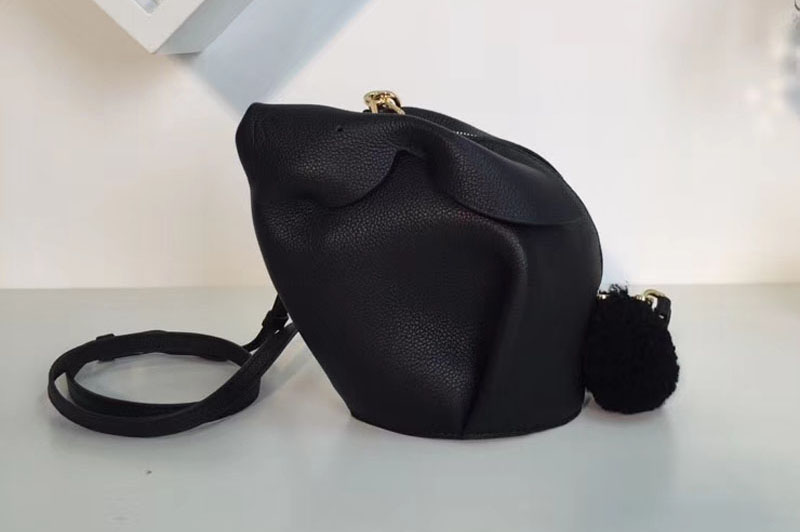 Replica Loewe Bunny Gingham Mini Leather Shoulder Bags Black