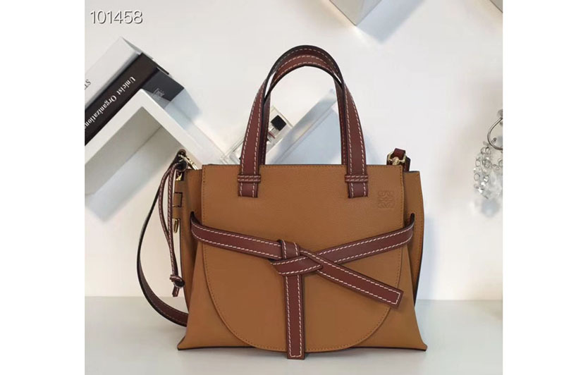 Replica Loewe Gate Top Handle Small Bags Original Leather Light Caramel/Pecan Color