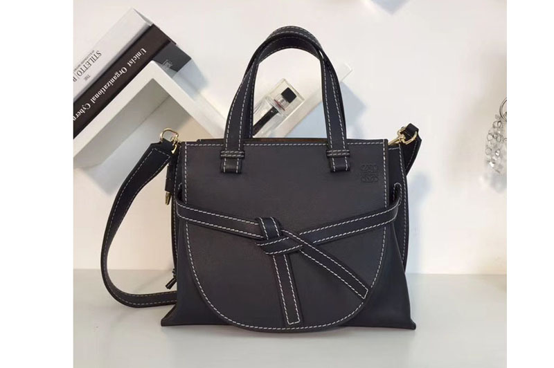 Replica Loewe Gate Top Handle Small Bags Original Leather Black