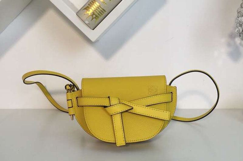 Replica Loewe Mini Gate Bags Original Leather Yellow