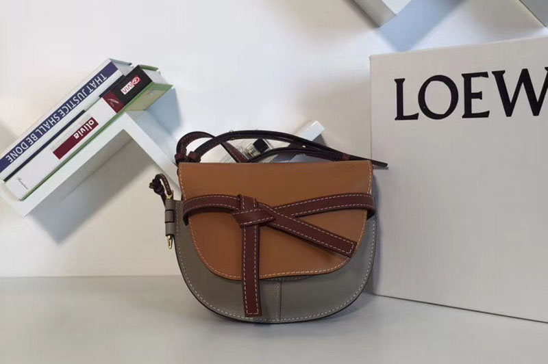 Replica Loewe Gate Small Bags Original Leather Amber/Light Grey/Rust Colour