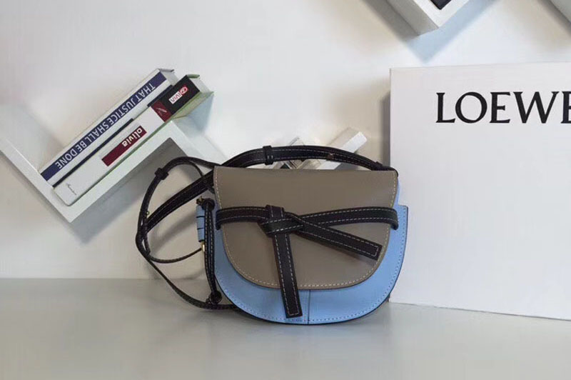 Replica Loewe Gate Small Bags Original Leather Grey/Blue