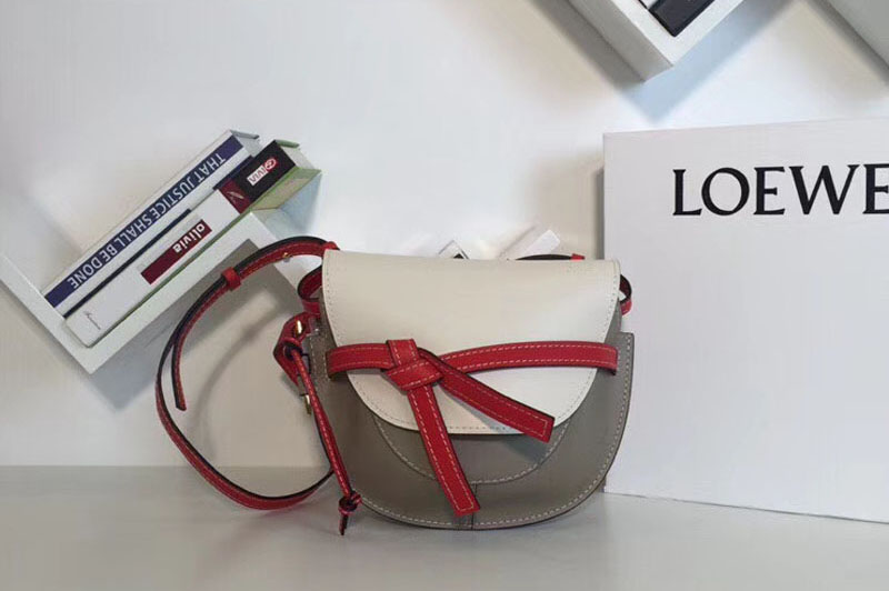 Replica Loewe Gate Small Bags Original Leather White/Grey