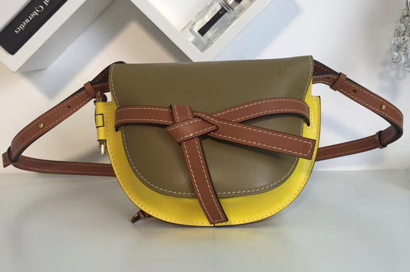 Replica Loewe Gate Small Bags Original Leather Leaf/Yellow