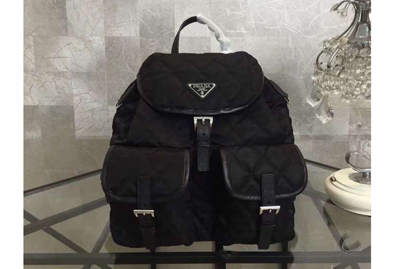 Replica Prada 1BZ811 Quilted fabric backpack Black